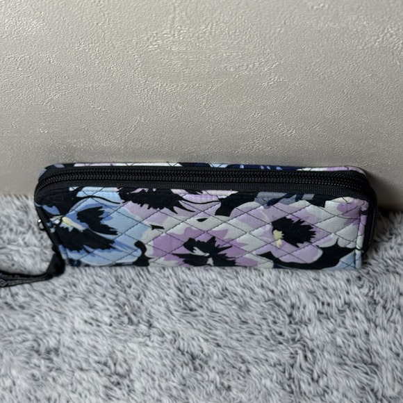 Vera Bradley Cotton Bifold Wallet in Floating Plum Pansies RFID Protected - Picture 3 of 10